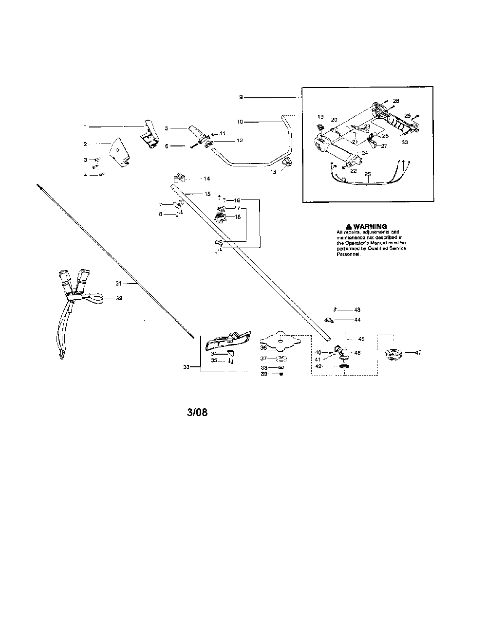 Driveshaft/throttle/shield Diagram and Parts List for 125R-CANADA  Husqvarna Trimmer