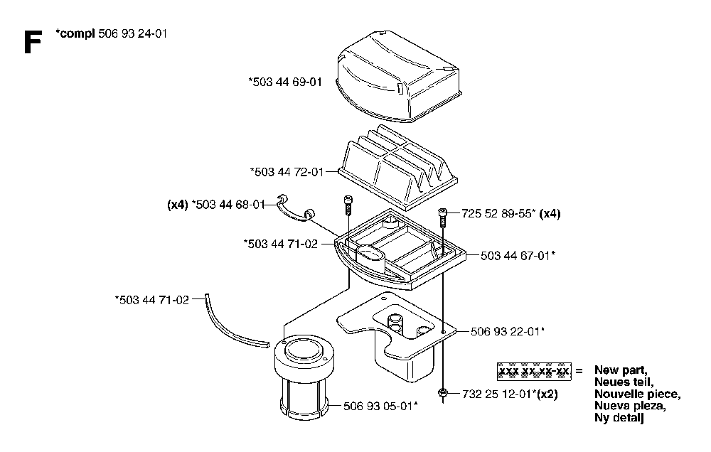 Air Filter Diagram and Parts List for RIDERPRO18AWD (953536601)(2005-03) Husqvarna Lawn Tractor