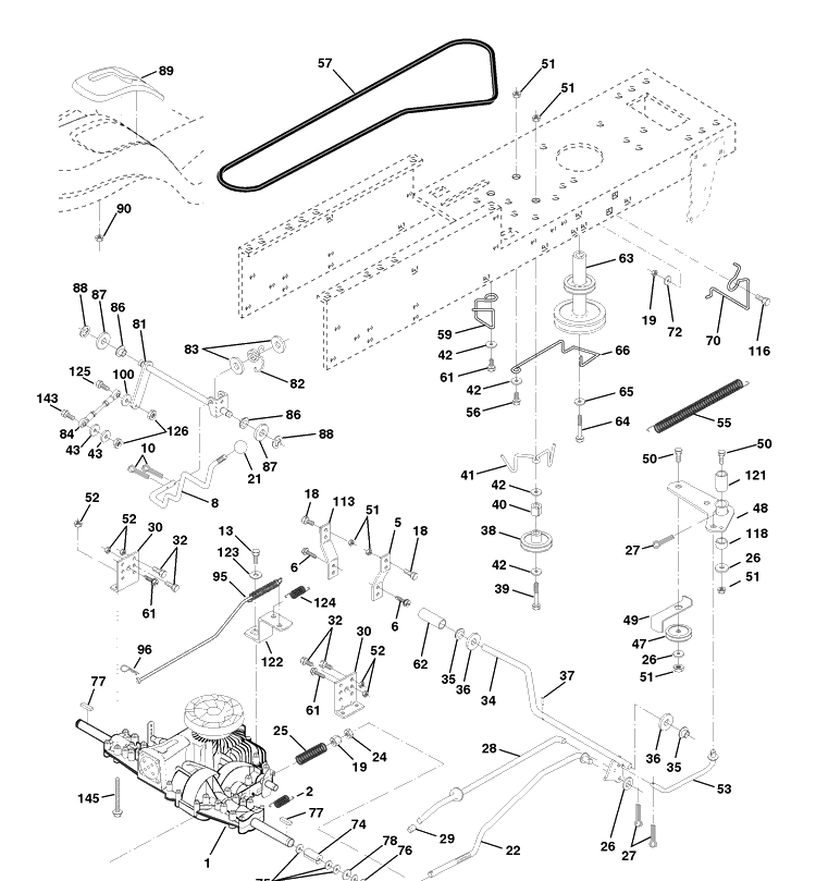 Drive Diagram and Parts List for LTH120 (954140003B)(1997-12) Husqvarna Lawn Mower