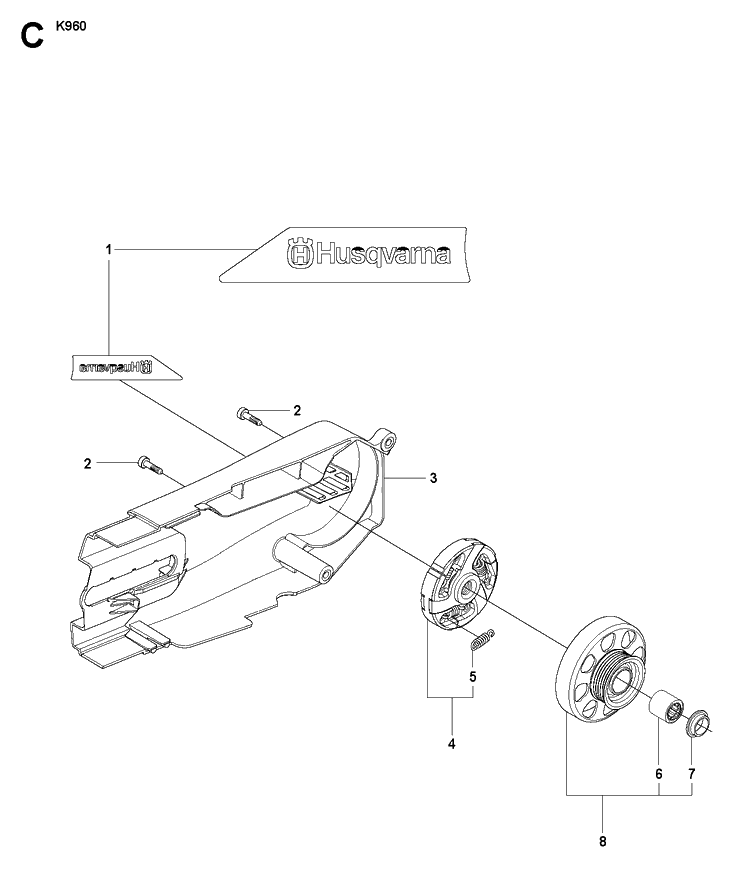 Belt Guard Diagram and Parts List for K960 2007-10 Husqvarna Lawn Tractor Accessories