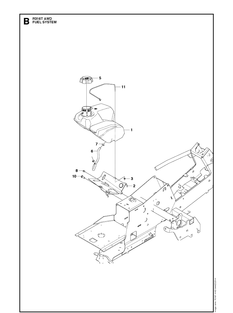 Fuel System Diagram and Parts List for R316TAWD (966757601)(2012) Husqvarna Lawn Mower
