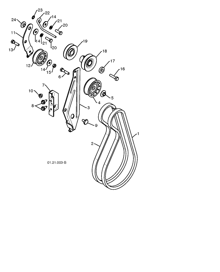 Belt Guard And Pulley Diagram and Parts List for 15530SBLS 2009-08 Husqvarna Snow Blower