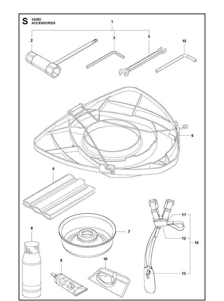 Accessories 2 Diagram and Parts List for 143RII  Husqvarna Brush Cutter