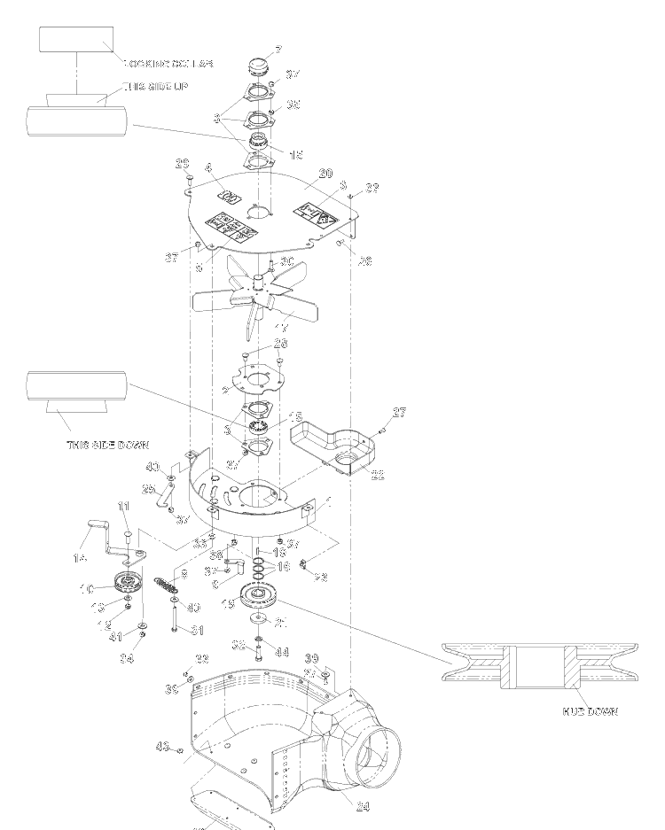 Blower Assembly Diagram and Parts List for DFS (539113706)(2006-09) Husqvarna Lawn Tractor Accessories