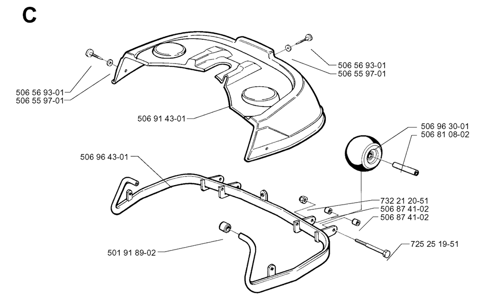 Frame 2 Diagram and Parts List for R11 1998-09 Husqvarna Lawn Tractor