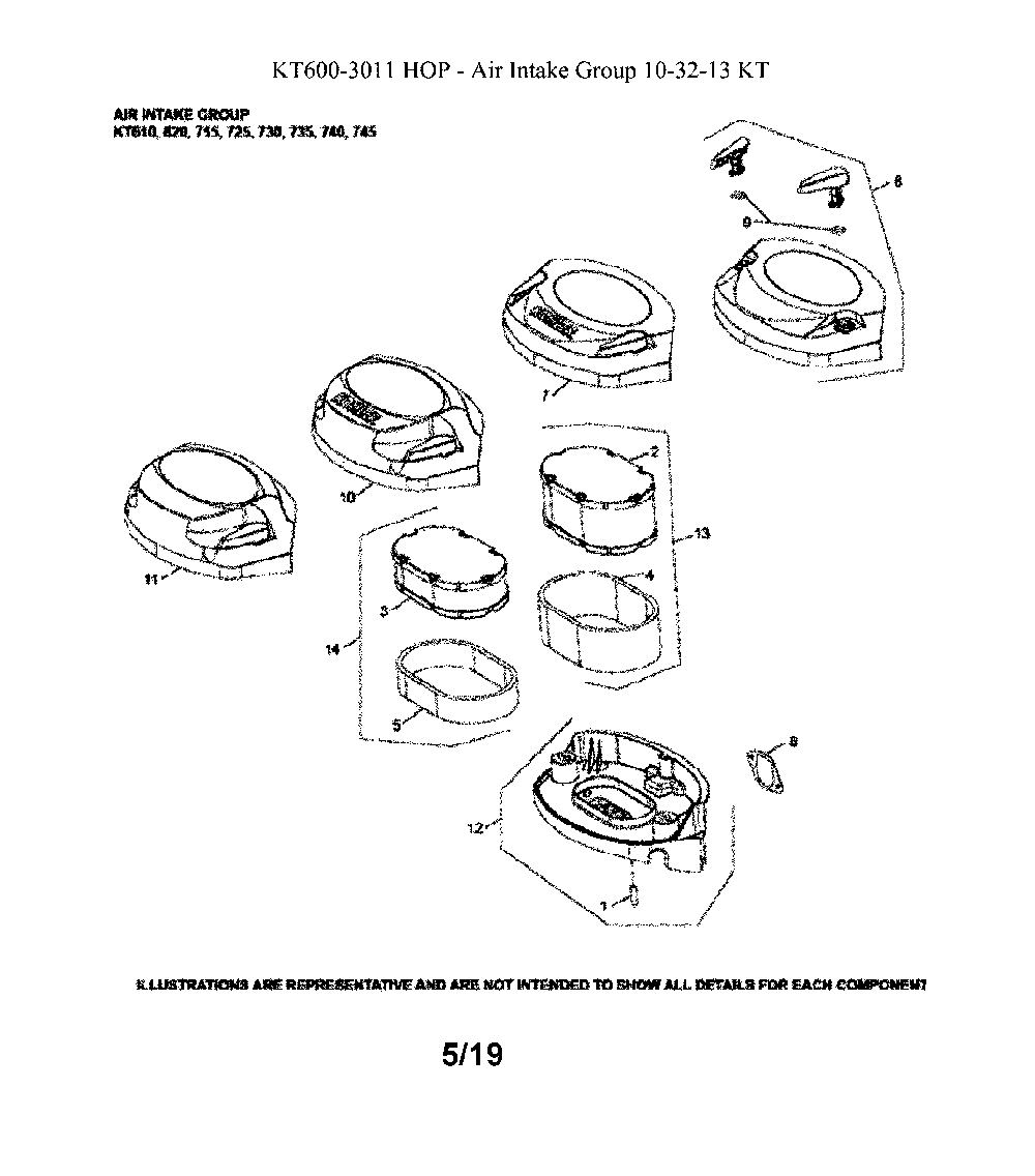Air intake Diagram and Parts List for 967924801-00  Husqvarna Lawn Mower
