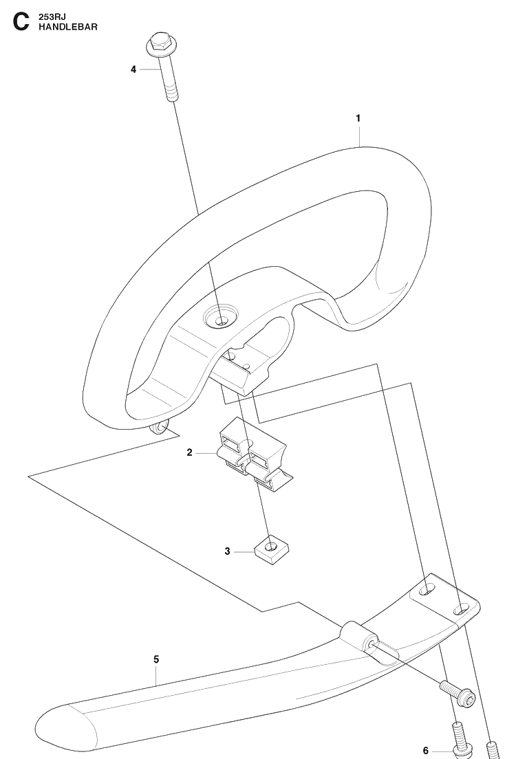 Handle Diagram and Parts List for 253RJ 20091400001-20113200000 Husqvarna Brush Cutter