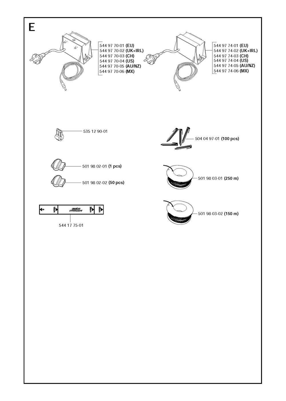 Installation Accessories Diagram and Parts List for 210  Husqvarna Lawn Mower