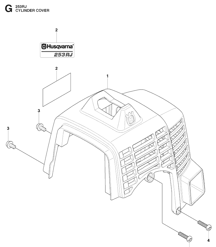 Cylinder Cover Diagram and Parts List for 253RJ 20091400001-20113200000 Husqvarna Brush Cutter