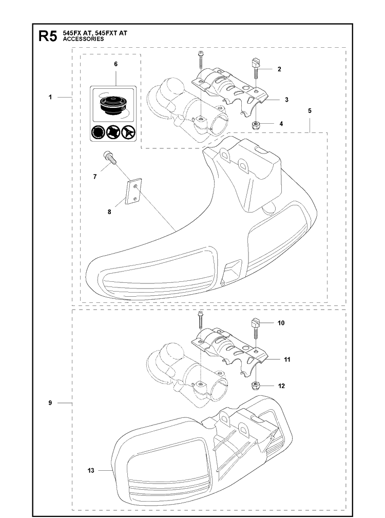 Accessories 6 Diagram and Parts List for 545FXAT  Husqvarna Brush Cutter