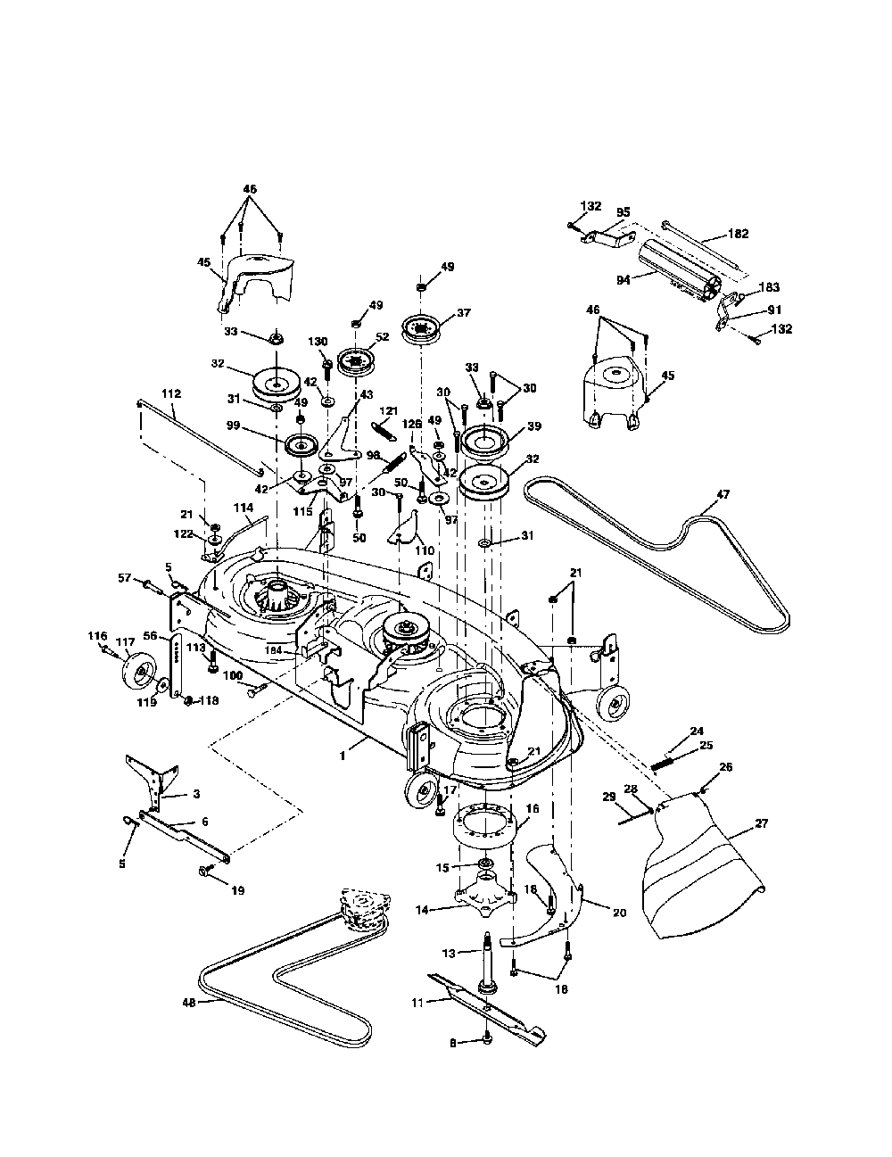 Mower deck Diagram and Parts List for 917279100  Husqvarna Lawn Tractor