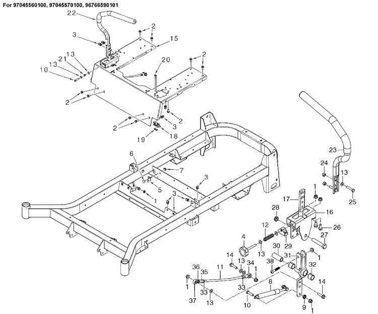 Steering 2 Diagram and Parts List for MZ48  Husqvarna Lawn Mower