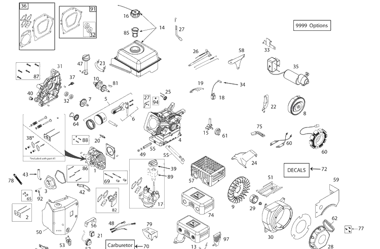 Engine Diagram and Parts List for ST327P  Husqvarna Snow Blower