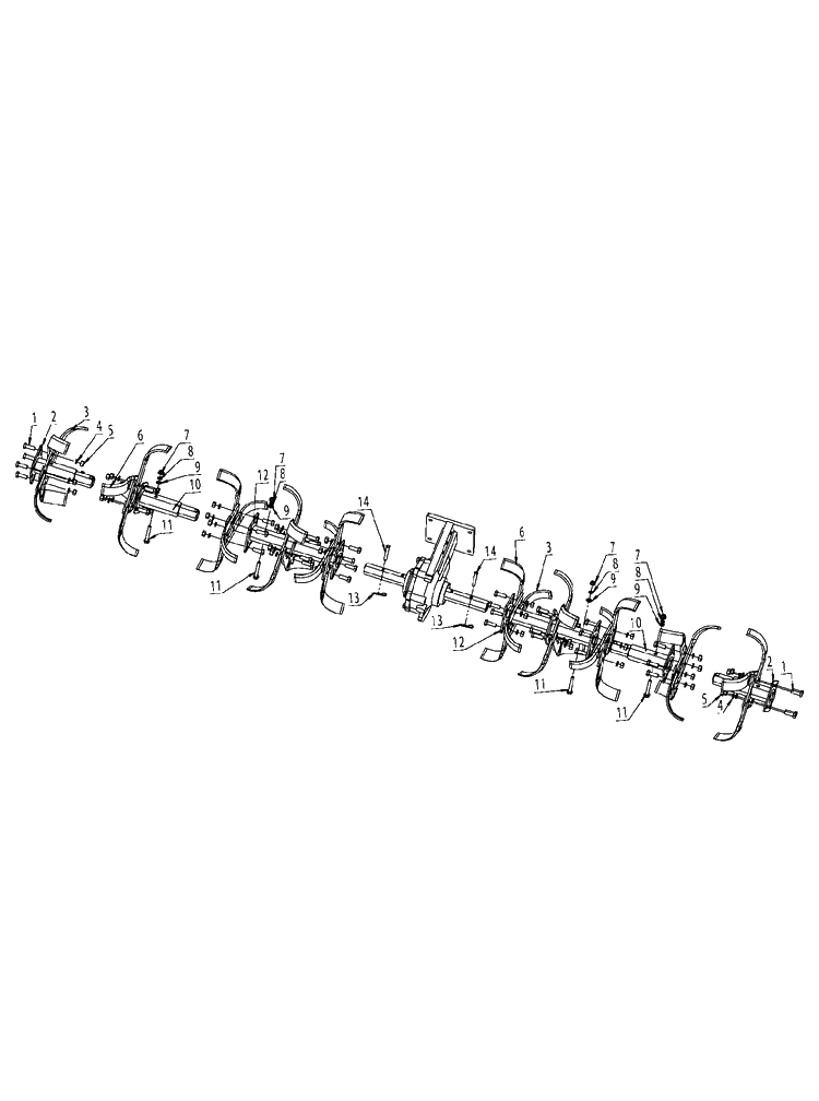 Cutting Blade Diagram and Parts List for TF544  Husqvarna Cultivator