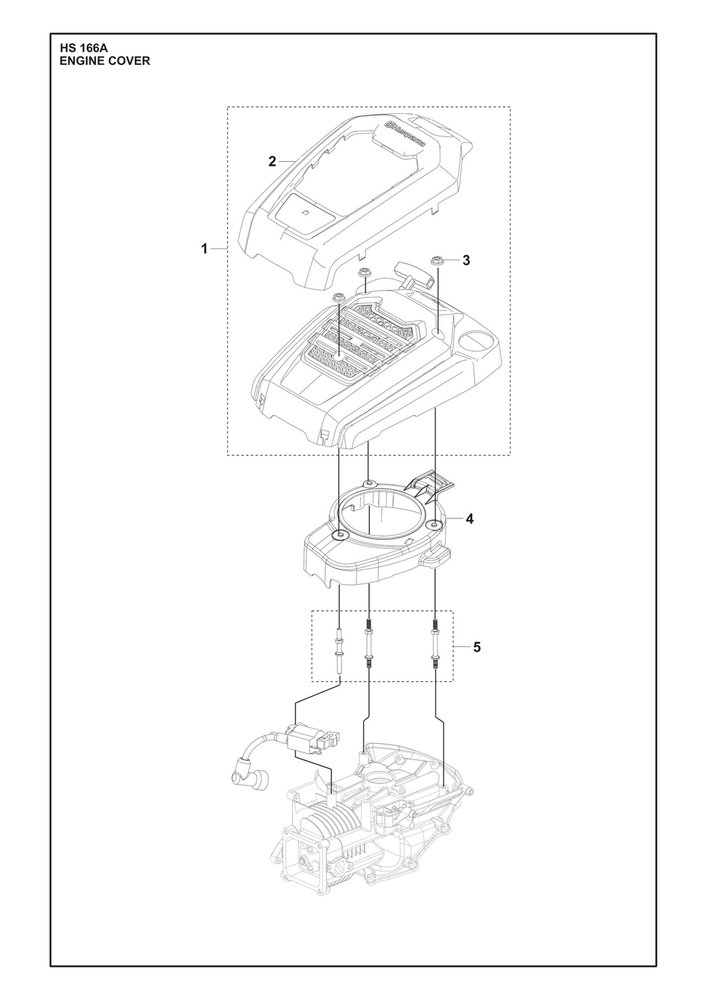 Engine Cover Diagram and Parts List for HS166A  Husqvarna Engine