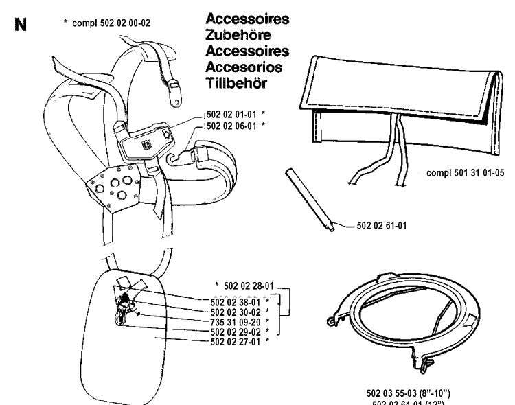 Accessories 2 Diagram and Parts List for 265RX 19921800001-19954500000 Husqvarna Brush Cutter