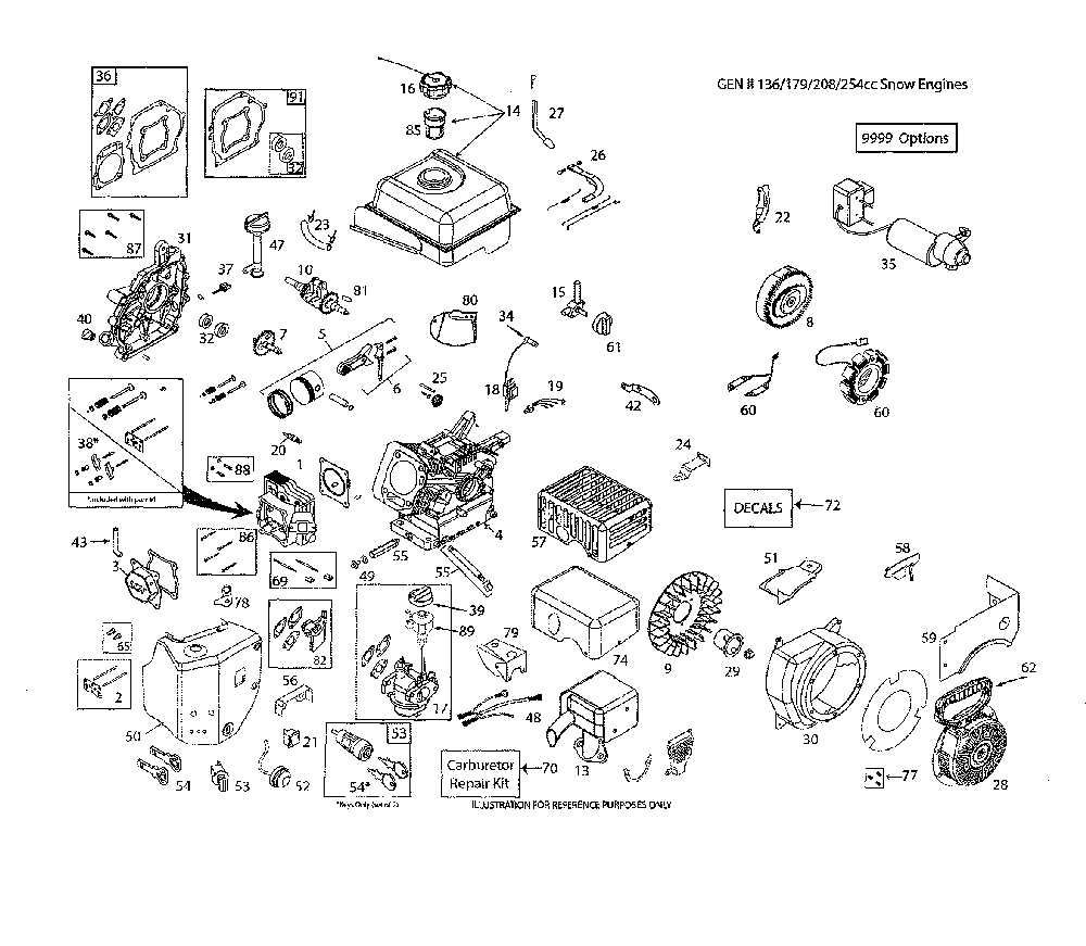 Engine, lct 585335703 Diagram and Parts List for 96193009703  Husqvarna Snow Blower