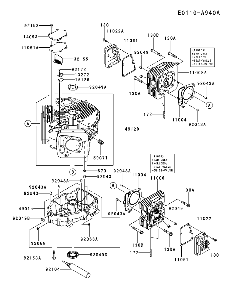 Cylinder And Crankcase Diagram and Parts List for FS691V-BS19 2017-09 Husqvarna Engine