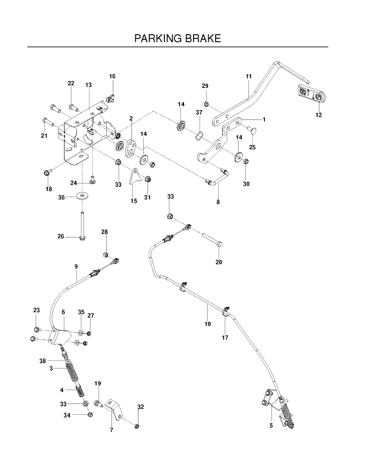 Parking Brake Diagram and Parts List for MZ5424S (967003901)(2012-01) Husqvarna Lawn Mower