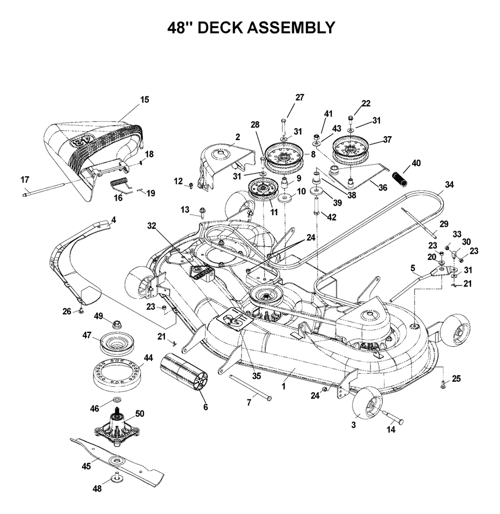 48-Inch/122cm Cutting Deck Diagram and Parts List for CZ4815KAA (968999219)(2003-05) Husqvarna Lawn Mower