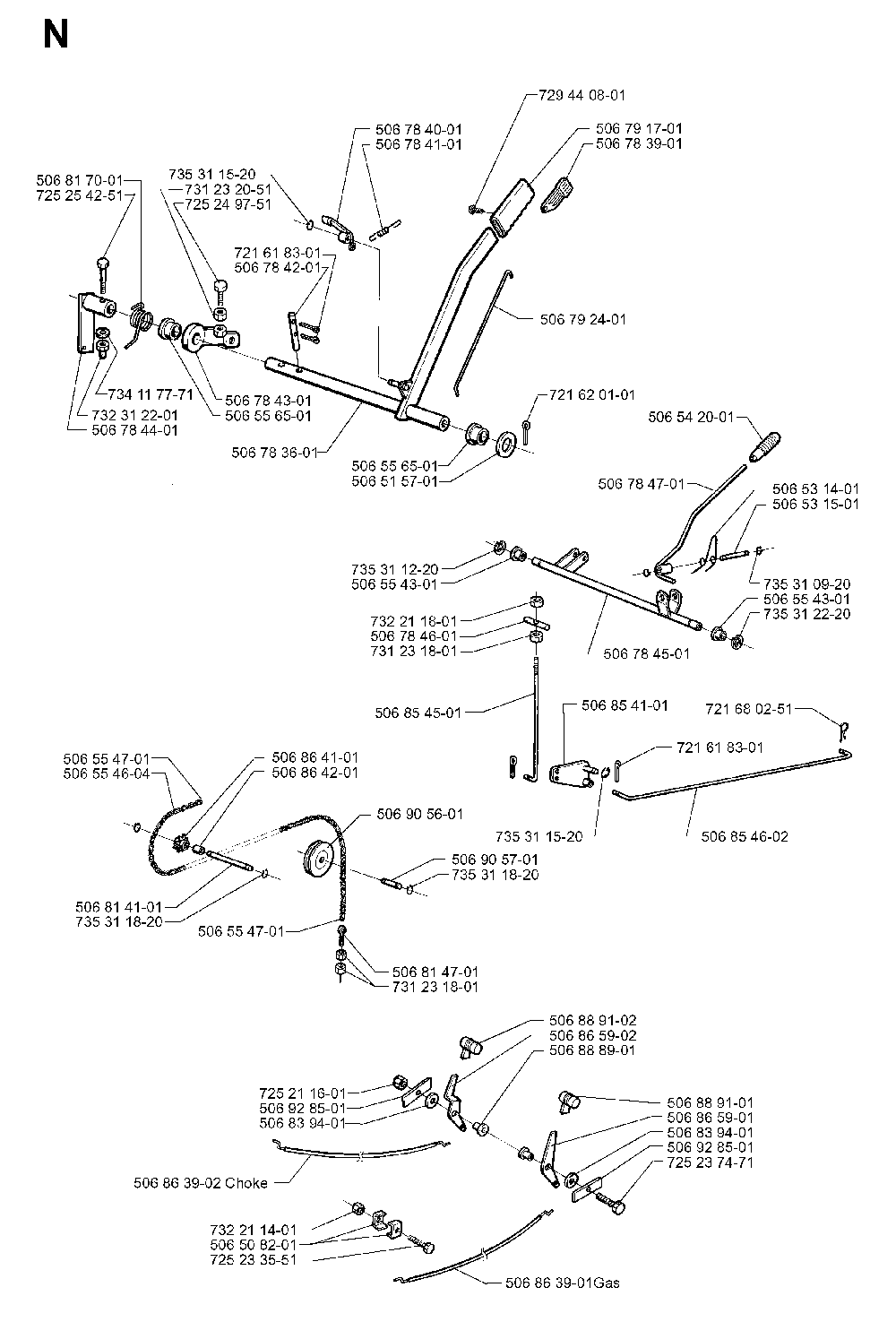 Controls Diagram and Parts List for RIDER1030BIOCLIP 1997-05 Husqvarna Lawn Tractor