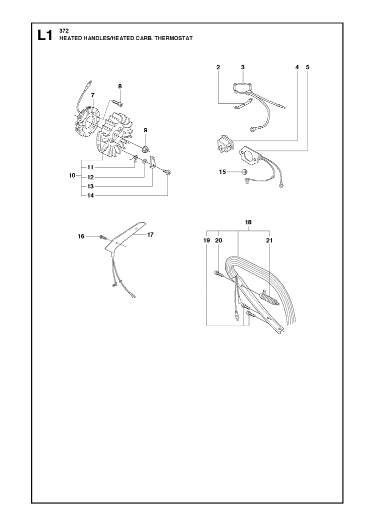 Heated Handles /Heated Carb Thermostat Diagram and Parts List for 372 2011-05 Husqvarna Chainsaw