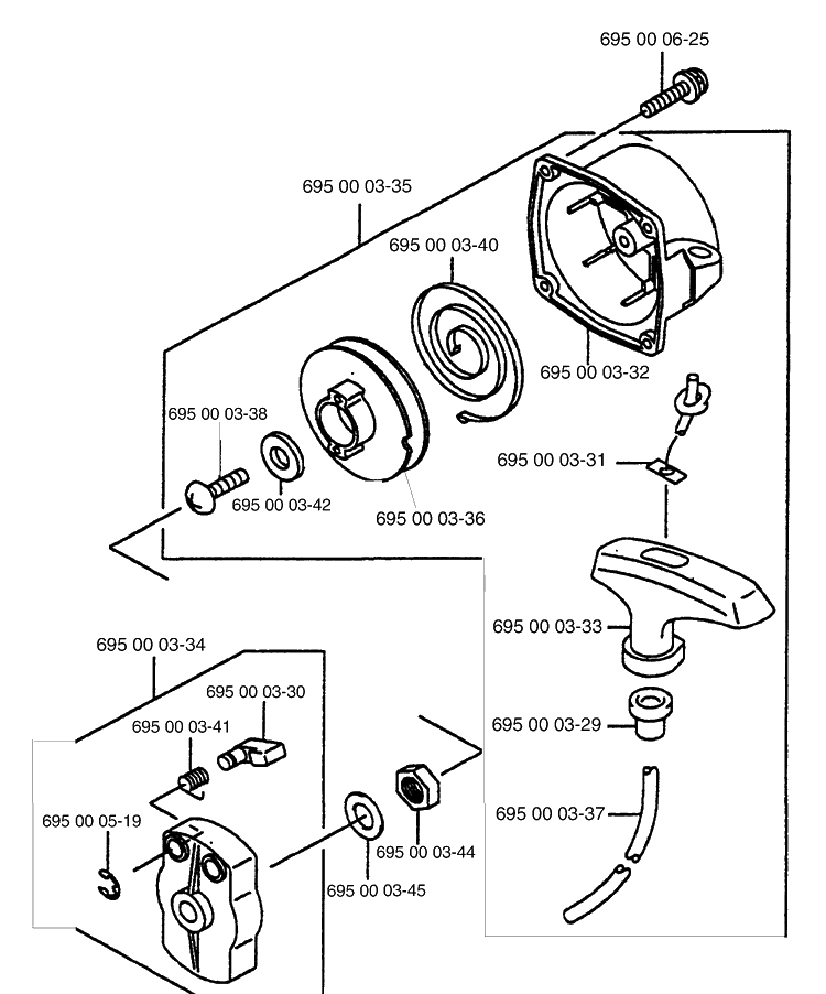 Starter Assembly Diagram and Parts List for 145BT 1997-05 Husqvarna Leaf Blower / Vacuum