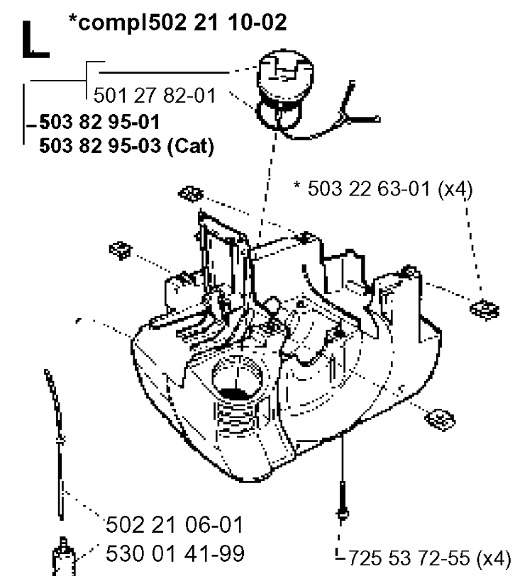 Crankcase Diagram and Parts List for 232RCAT 19954500001-Current Husqvarna Brush Cutter