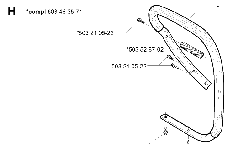 Handle Diagram and Parts List for 395XP/ (XPG)(20030100001-20051800000) Husqvarna Chainsaw