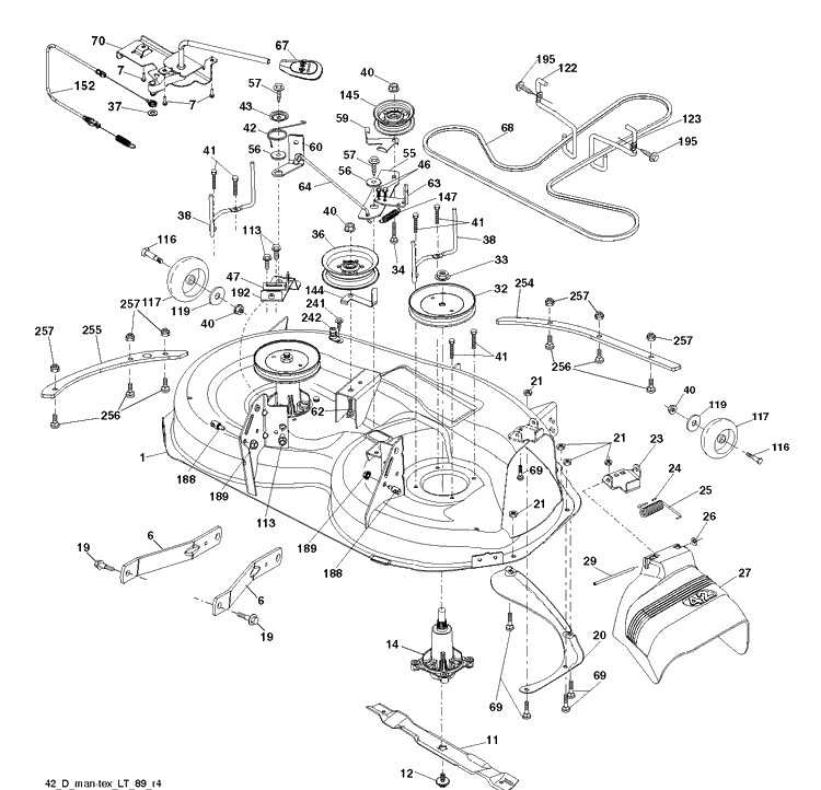 Mower Deck / Cutting Deck Diagram and Parts List for YTH18542 (96045005901)(2020-10) Husqvarna Lawn Tractor