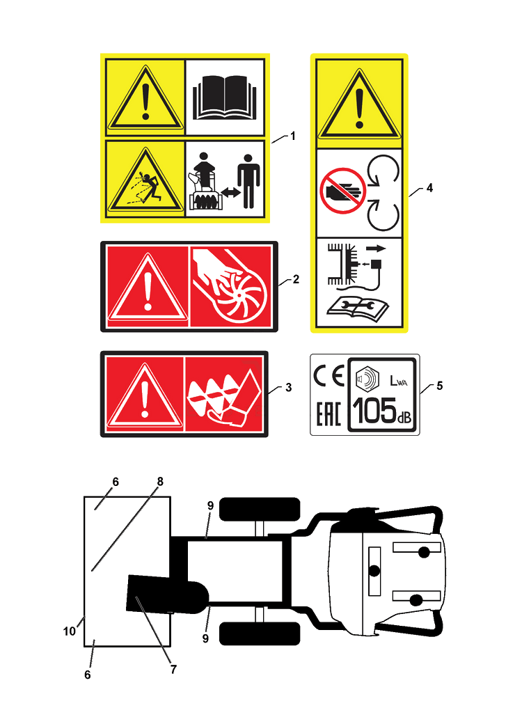 Decals Diagram and Parts List for ST327  Husqvarna Snow Blower