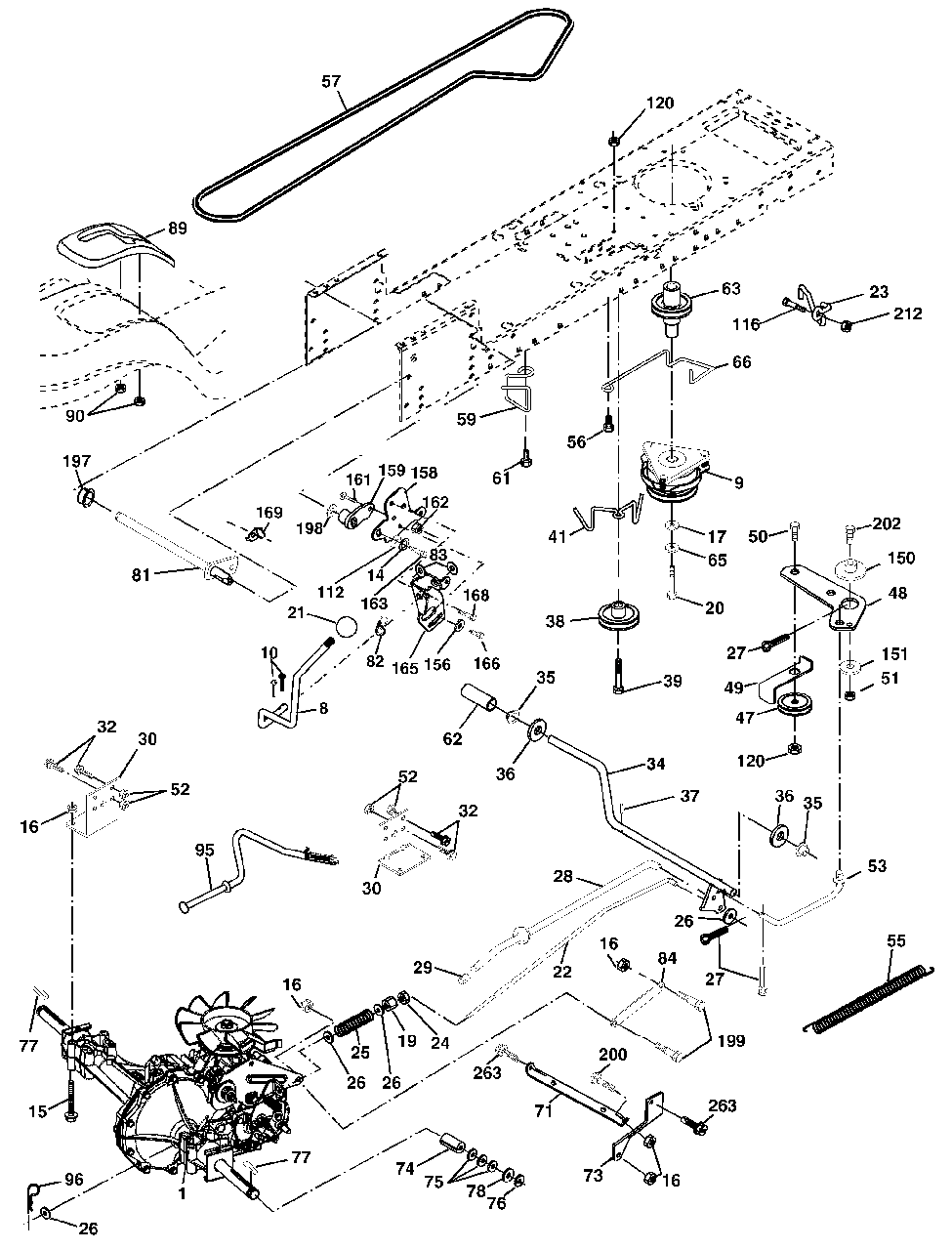 Drive Diagram and Parts List for YTH2148 (954571960-A)(2003-11) Husqvarna Lawn Tractor