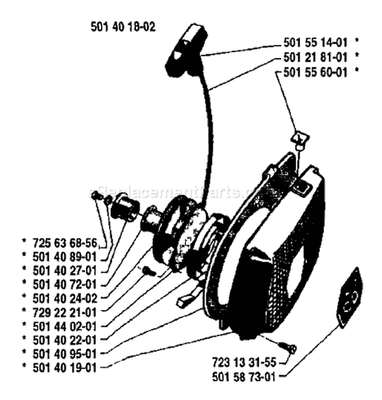 Page K Diagram and Parts List for 480 1981-10 Husqvarna Chainsaw