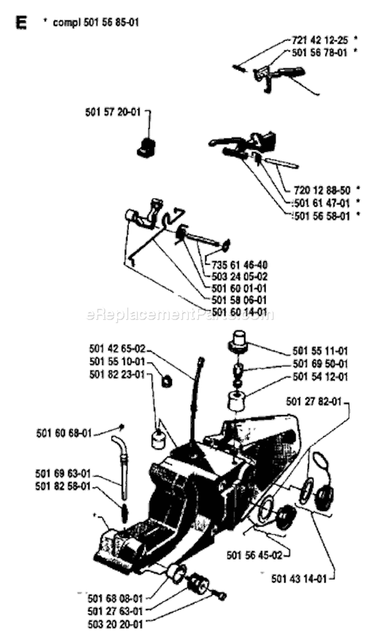 Page L Diagram and Parts List for 480 1981-10 Husqvarna Chainsaw