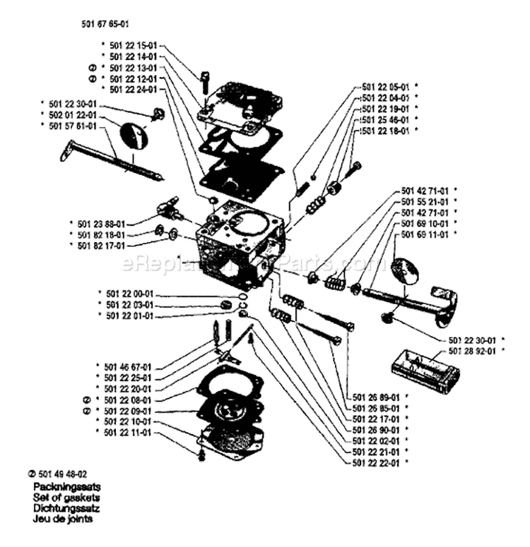 Page B Diagram and Parts List for 480 1981-10 Husqvarna Chainsaw