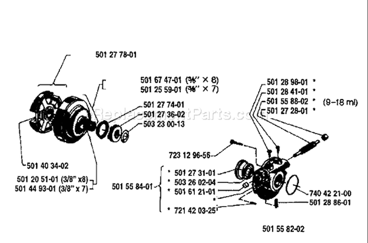 Page H Diagram and Parts List for 480 1981-10 Husqvarna Chainsaw