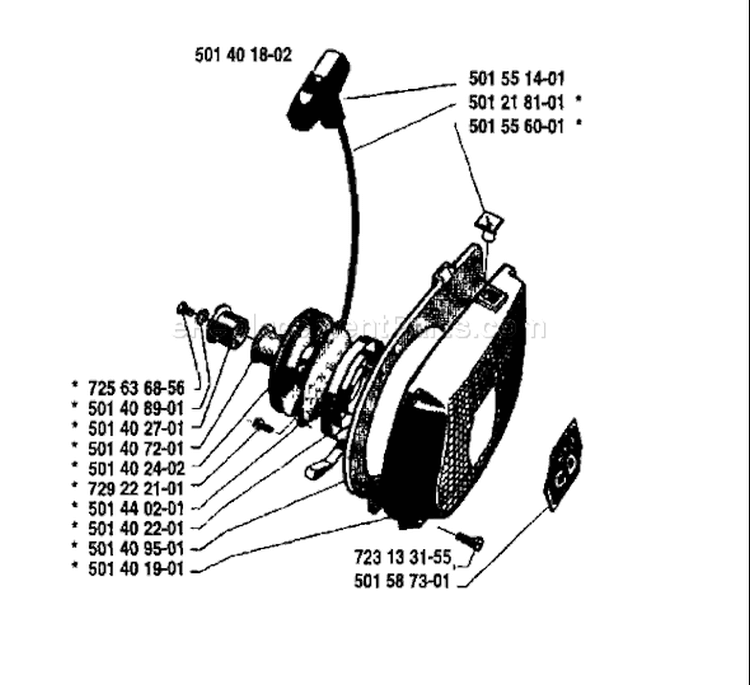 Page J Diagram and Parts List for 480 1987-11 Husqvarna Chainsaw