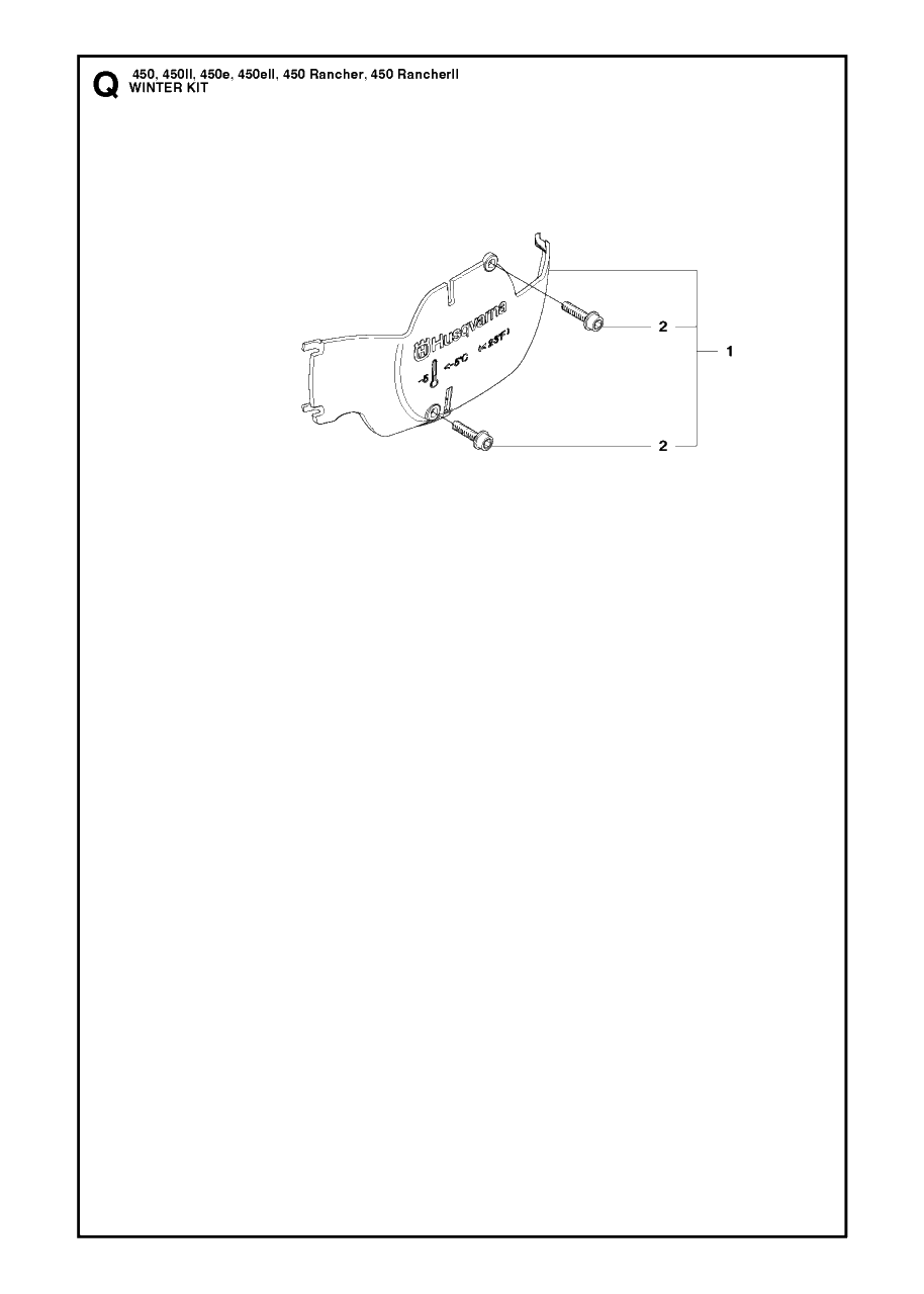 Winter Kit Diagram and Parts List for 450RANCHER  Husqvarna Chainsaw