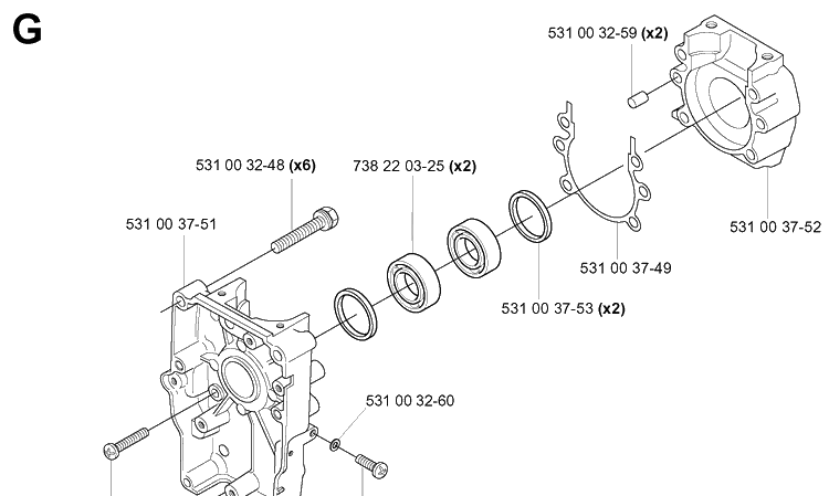 Crankcase Diagram and Parts List for 165BT 20041800001-Current Husqvarna Leaf Blower / Vacuum