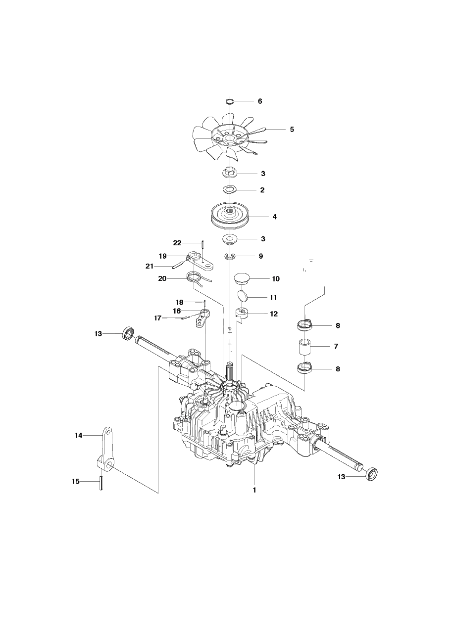Transmission Diagram and Parts List for R15T (966414201)(2010-07) Husqvarna Lawn Tractor