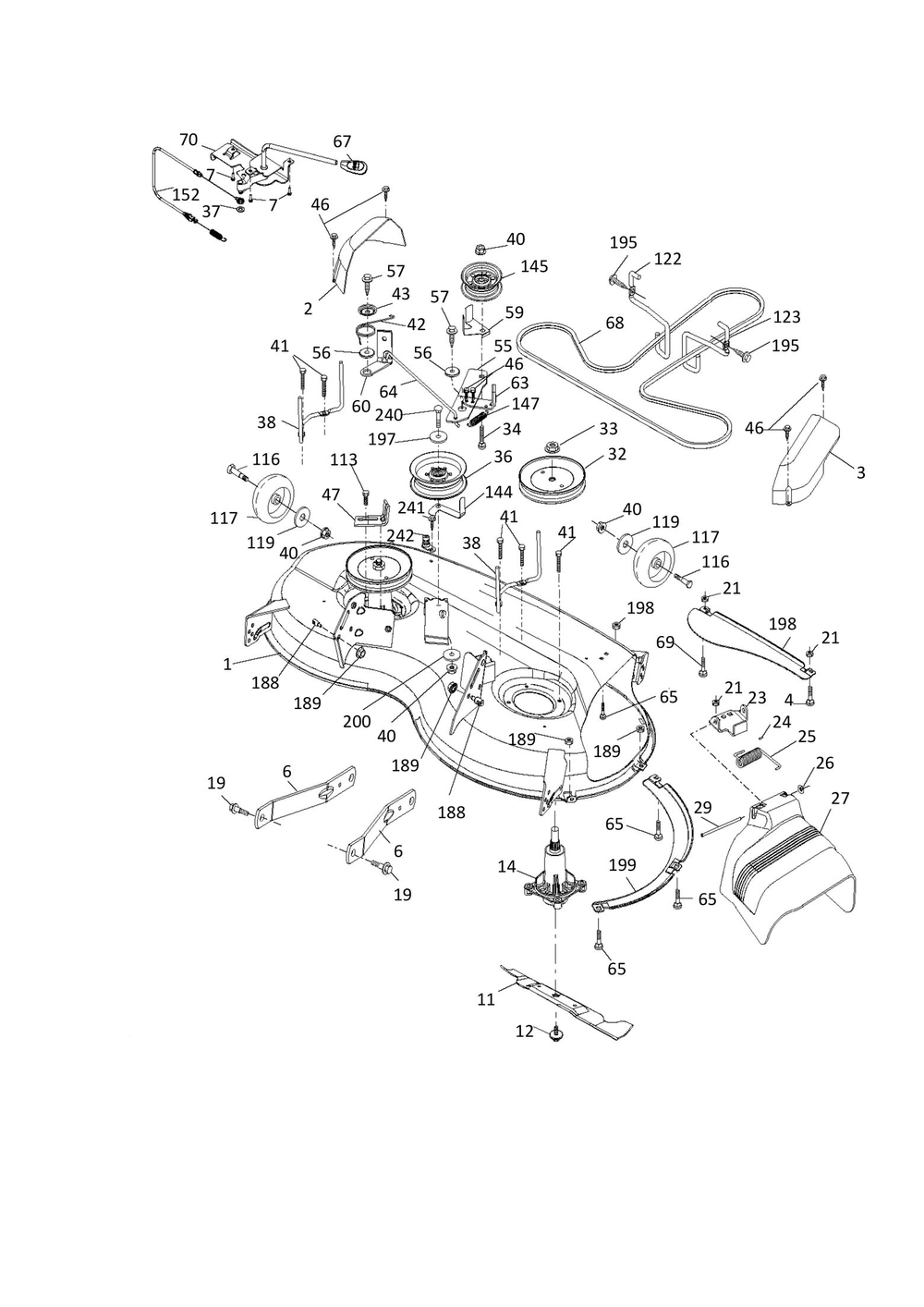 Mower Deck / Cutting Deck Diagram and Parts List for TS146  Husqvarna Lawn Tractor