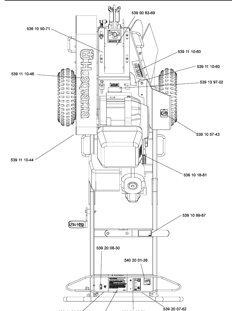 Decals Diagram and Parts List for SG13 (968999239)(2009-02) Husqvarna Stump Grinder