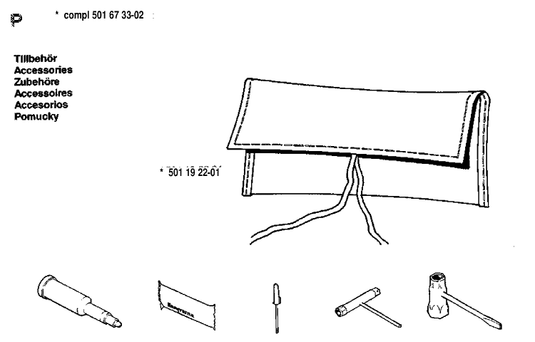 Accessories 2 Diagram and Parts List for 268 19910500001-19933600000 Husqvarna Chainsaw