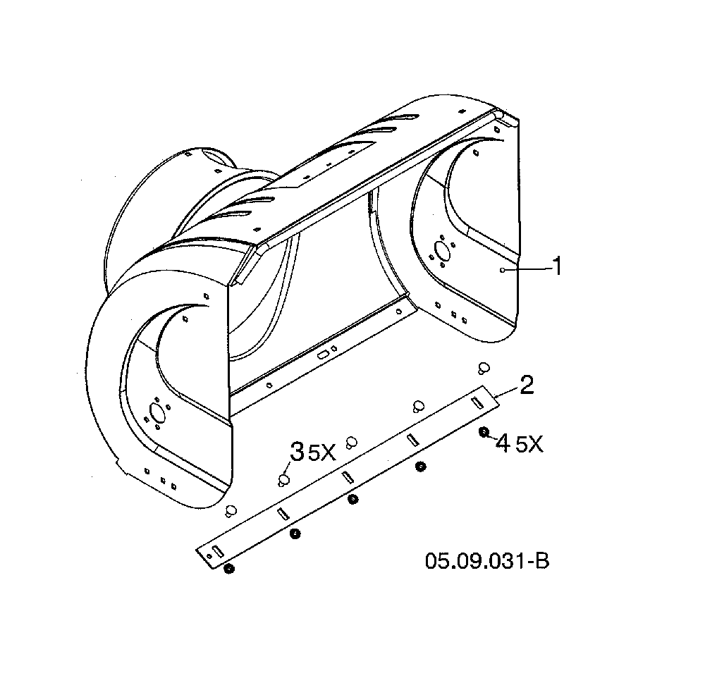 Auger housing Diagram and Parts List for 96193009703  Husqvarna Snow Blower