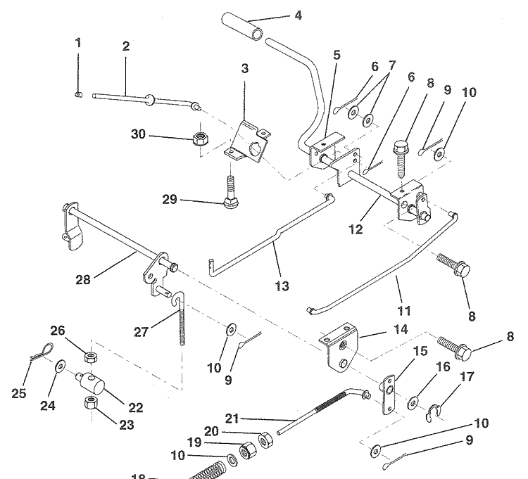 Brake / Rear Mower Lift Assembly Diagram and Parts List for LR120 (HU1236C)(954000582)(1993-01) Husqvarna Lawn Mower