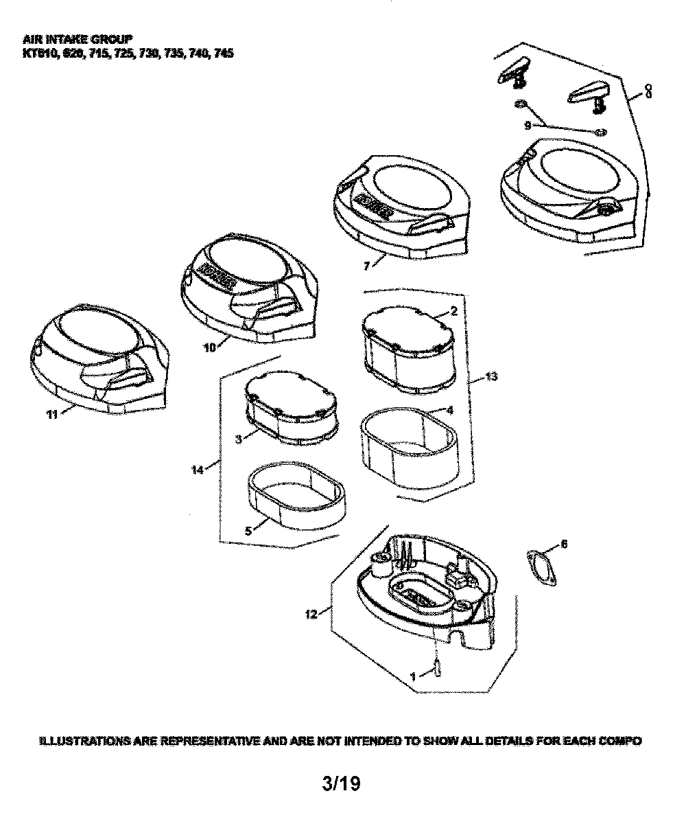 Air intake Diagram and Parts List for LGT48DXL-96043026000  Husqvarna Lawn Tractor