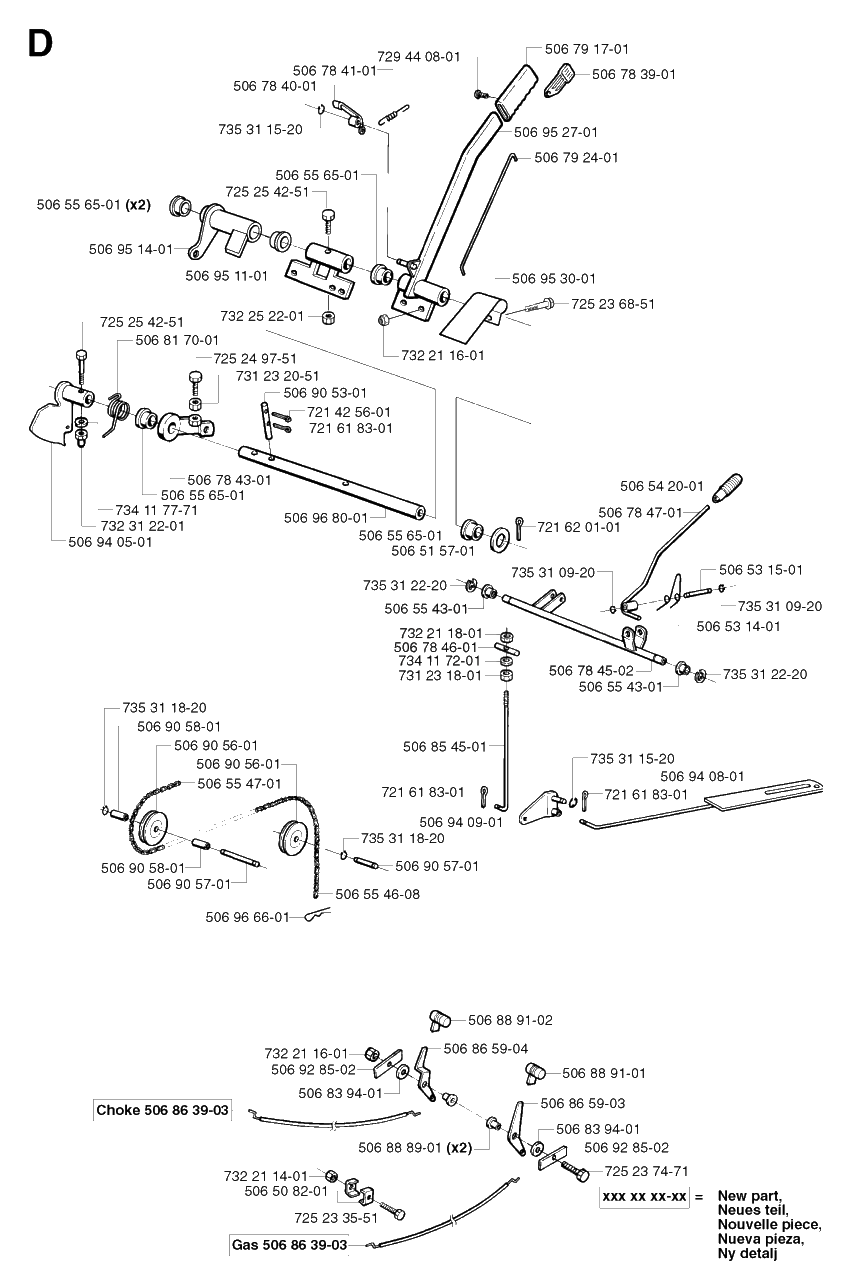 Controls Diagram and Parts List for PF21 2002-03 Husqvarna Lawn Tractor
