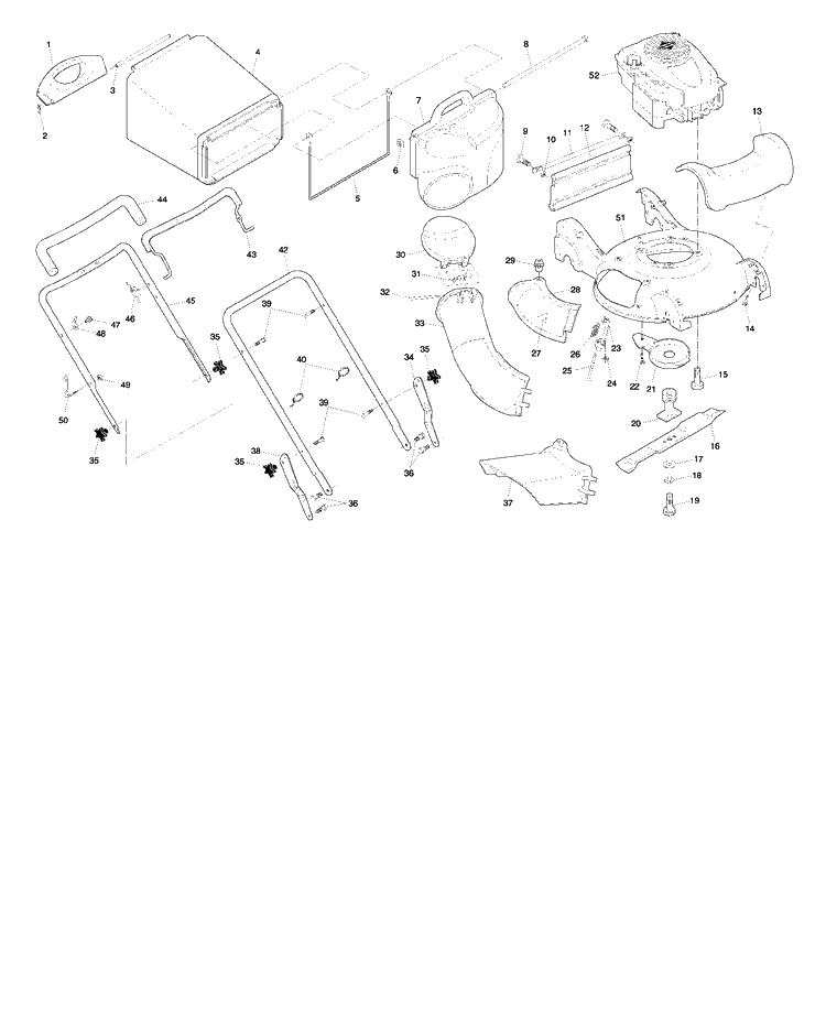 Handle Diagram and Parts List for 55R21HVB (954223210)(2005-01) Husqvarna Lawn Mower