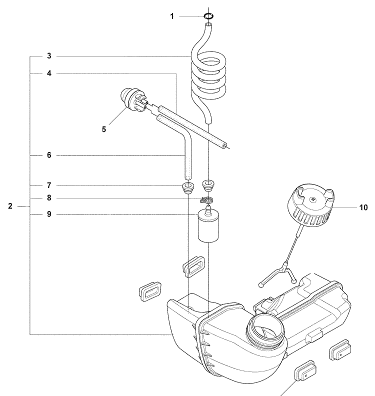 Fuel Tank / Air Purge Diagram and Parts List for 327P4 2008-03 Husqvarna Pole Saw