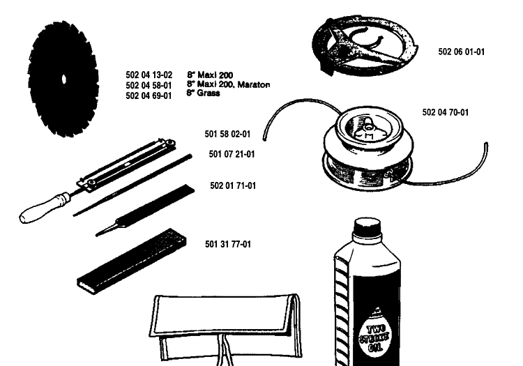 Accessories Diagram and Parts List for 140R 1980-02 Husqvarna Brush Cutter